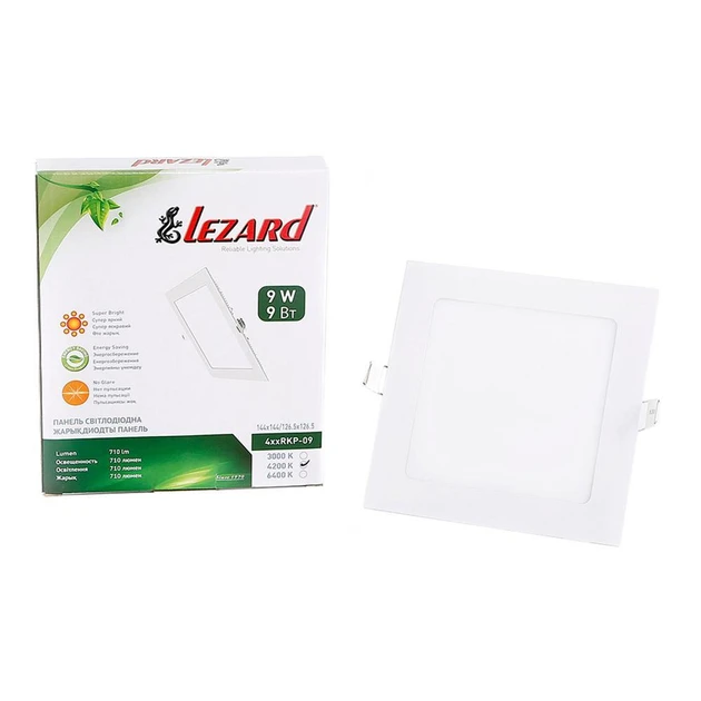 LED світильник вбудований квадратний Lezard 9W 4200K