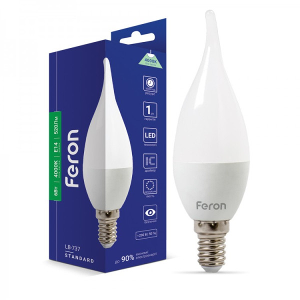 LED лампа Feron LB-737 6W E14 4000K на ветру