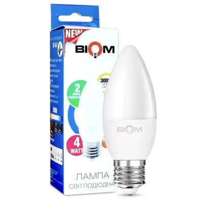 Светодиодная лампа Biom BT-547 C37 4W E27 3000К матовая