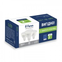 LED лампа Feron LB-240 4W G5.3 4000K 3 шт в упаковке