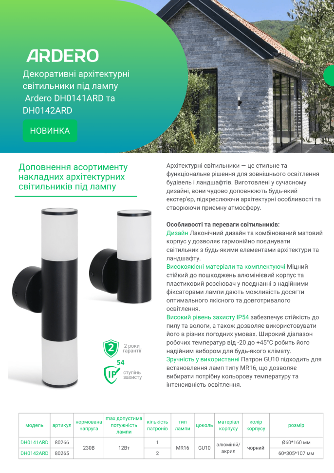 Архитектурный накладной светильник Ardero DH0141ARD под лампу черный