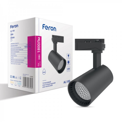 Трековый светильник Feron AL100 20W черный