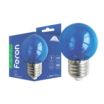 Светодиодная декоративная лампа Feron LB-37 1W E27 синяя прозрачная