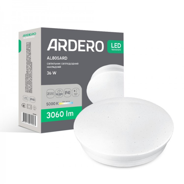 Накладний круглий світлодіодний світильник Ardero 36Вт 5000К IP40 AL805ARD
