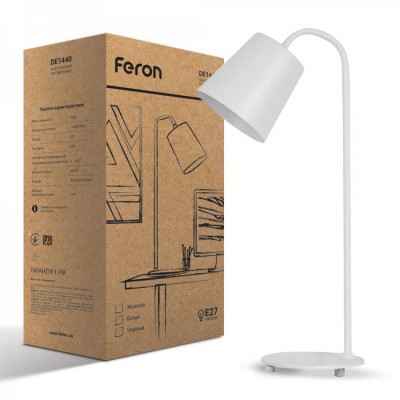 Настольный светильник Feron DE1440 под лампу Е27 белый