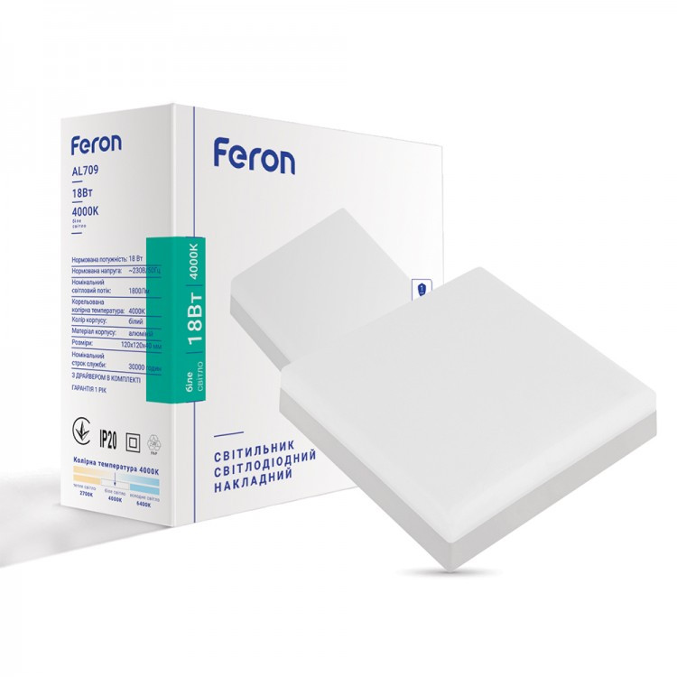 Накладной светодиодный светильник Feron AL709 18W 4000K