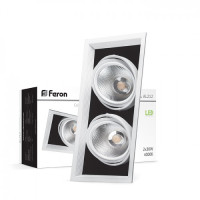 Карданный светильник Feron AL212 2xCOB 30W белая рамка