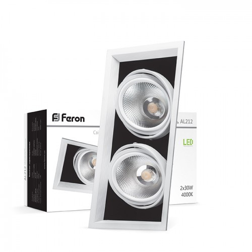 Карданный светильник Feron AL212 2xCOB 30W белая рамка