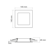 LED світильник Back вбудований квадрат VIDEX 9W 5000K