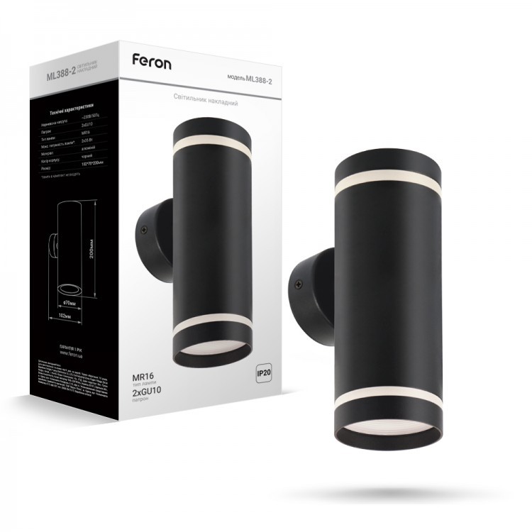 Накладной неповоротный светильник Feron ML388-2 черный