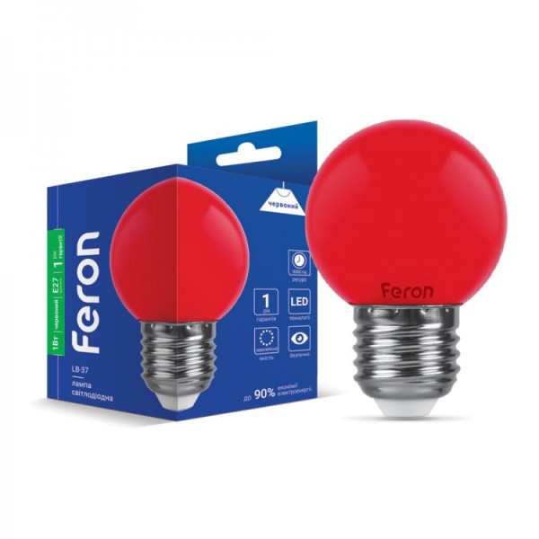 LED лампа Feron LB-37 1W E27 красная