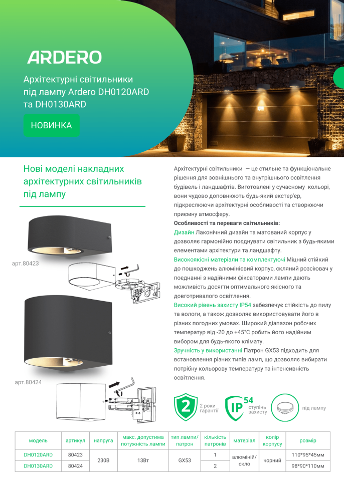 Архитектурный накладной светильник Ardero DH0120ARD под лампу черный