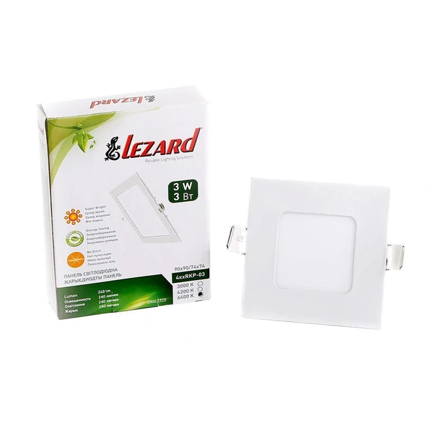 LED світильник вбудований квадратний Lezard 3W 6400K