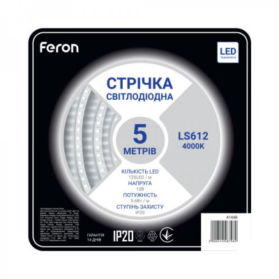 Светодиодная лента Feron SANAN LS612 120SMD/м 12V IP20 4000К
