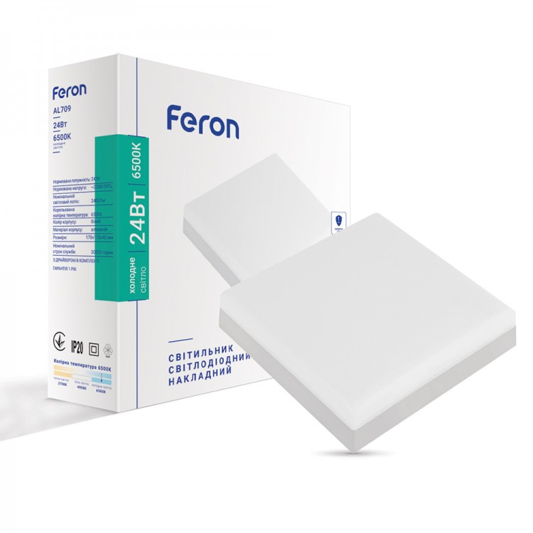Накладной светодиодный светильник Feron AL709 24W 6500K