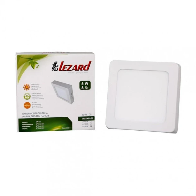 LED світильник стельовий накладний квадратний Lezard 6W 6400K